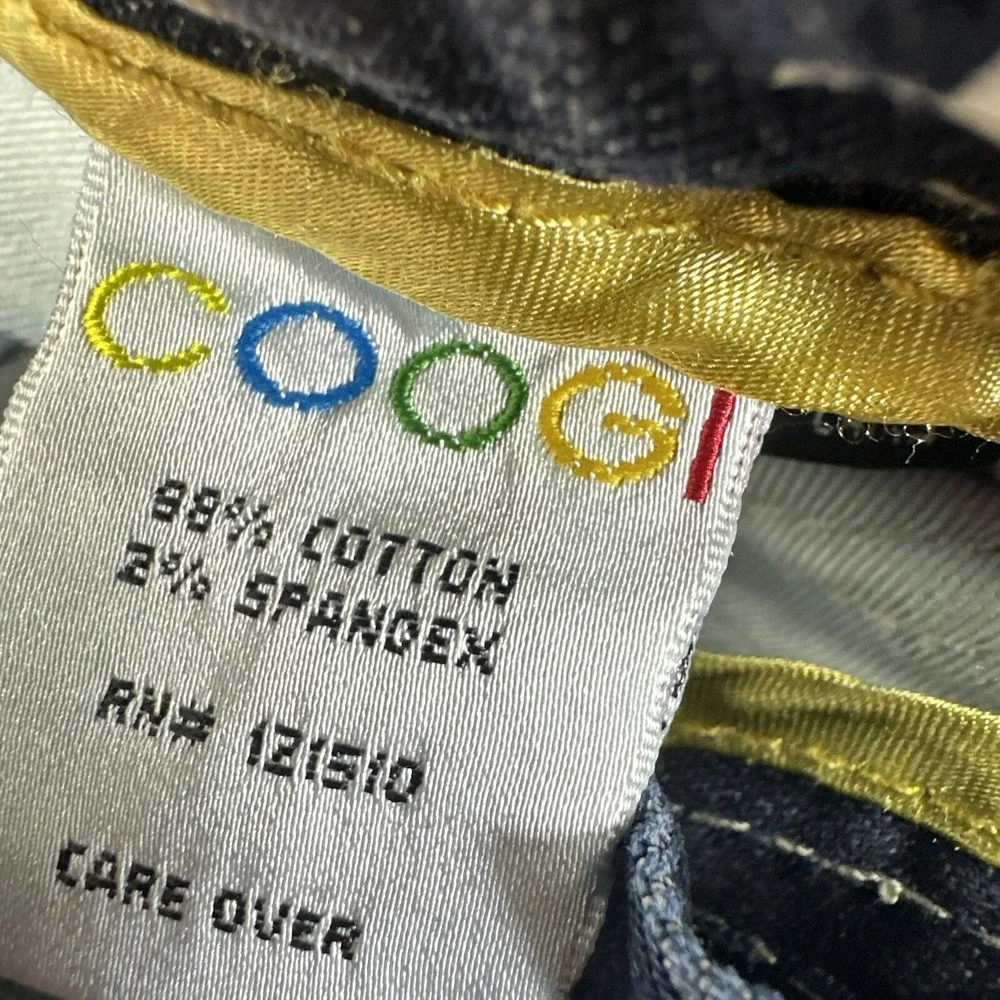 COOGI Jeans Womens 9/10 Dark Wash Gold Stud Zip Pocket Low Rise Straight Leg